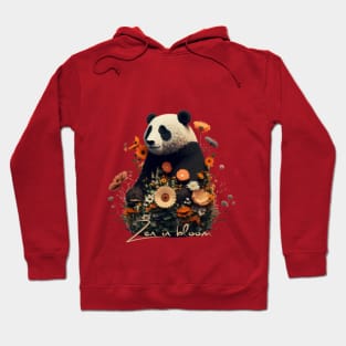 Zen in bloom, panda and flowers Hoodie